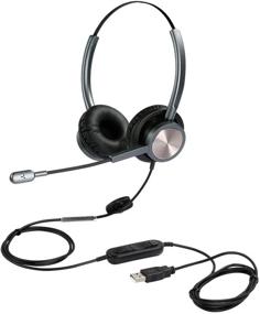 img 4 attached to Enhanced USB Headset with Noise Cancelling Microphone, Volume Controls, and Voice Recognition 🎧 Mic - Ideal for UC Softphones, Business Calls, Skype, Lync, Online Courses, and More