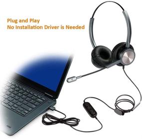 img 3 attached to Enhanced USB Headset with Noise Cancelling Microphone, Volume Controls, and Voice Recognition 🎧 Mic - Ideal for UC Softphones, Business Calls, Skype, Lync, Online Courses, and More