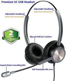 img 1 attached to Enhanced USB Headset with Noise Cancelling Microphone, Volume Controls, and Voice Recognition 🎧 Mic - Ideal for UC Softphones, Business Calls, Skype, Lync, Online Courses, and More