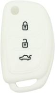 segaden silicone cover protector case holder skin jacket compatible with hyundai 3 button flip remote key fob cv9102 white logo