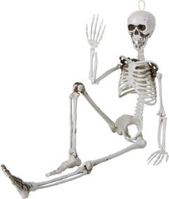 img 2 attached to 🎃 35-Inch Posable Halloween Skeleton - Full Body Plastic with Movable Joints, Ideal for Halloween Decorations and Party Favors