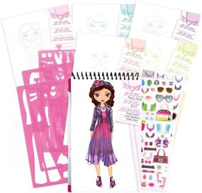 img 1 attached to 👗 Fashion Angels Fashion Design Sketch Kit - Compact Portfolio Sketchbook for Girls, Fashion Coloring Book for Kids Ages 6+ and Up, Includes Stencils and Stickers