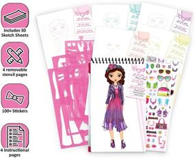 img 2 attached to 👗 Fashion Angels Fashion Design Sketch Kit - Compact Portfolio Sketchbook for Girls, Fashion Coloring Book for Kids Ages 6+ and Up, Includes Stencils and Stickers