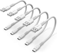 5-пакет 1-футовых коротких usb c зарядных кабелей - прочные, быстрая зарядка для samsung galaxy, oneplus, pixel, lg - совместимые с зарядной станцией. логотип