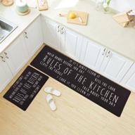 🏠 havargo anti-fatigue kitchen mat set - waterproof, non-slip farmhouse rugs for floor – 2 piece black kitchen mats logo