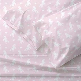 img 2 attached to BCBG GIRLS Princess Unicorn Heart Sheets: Extra Soft Luxury Kids Horse Pink Unicorn Sheet Set - Fade Resistant, Easy Fit, Vintage Pink Pony Unicorn - Unicorn, Full, 4-Piece