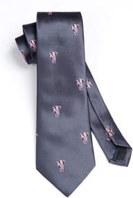 img 1 attached to 🦖 HISDERN Dinosaur Handkerchief Necktie Set for Men's Ties, Cummerbunds & Pocket Squares