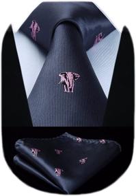 img 3 attached to 🦖 HISDERN Dinosaur Handkerchief Necktie Set for Men's Ties, Cummerbunds & Pocket Squares