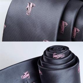 img 2 attached to 🦖 HISDERN Dinosaur Handkerchief Necktie Set for Men's Ties, Cummerbunds & Pocket Squares