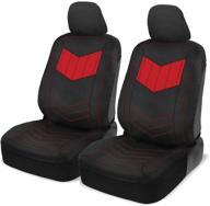 🚗 motor trend super sport red faux leather car seat covers - front seats: modern two-tone design, easy install seat protectors, universal fit interior accessories for car truck van suv logo