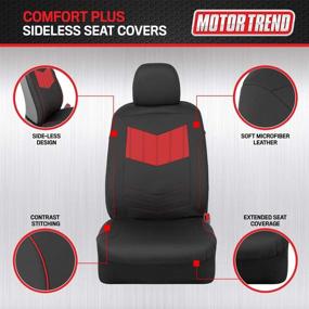 img 3 attached to 🚗 Motor Trend Super Sport Red Faux Leather Car Seat Covers - Front Seats: Modern Two-Tone Design, Easy Install Seat Protectors, Universal Fit Interior Accessories for Car Truck Van SUV