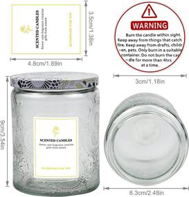 img 1 attached to 🕯️ Premium 9-Pack 8.8OZ Embossed Glass Candle Jars - Perfect Containers for DIY Candle Making Crafts with Tin Lids and Warning Labels