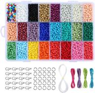 📿 peirich 7200 pcs glass seed beads set | small craft beads assortment kit with organizer box for diy bracelets and jewelry making | 4mm round, 1mm hole (300pcs /color, 24 colors) logo