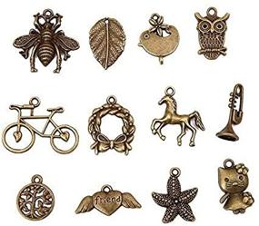 img 4 attached to 🔑 Bingcute 100pcs - Premium Assorted Antique Bronze Charms for Jewelry Making