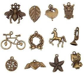 img 2 attached to 🔑 Bingcute 100pcs - Premium Assorted Antique Bronze Charms for Jewelry Making