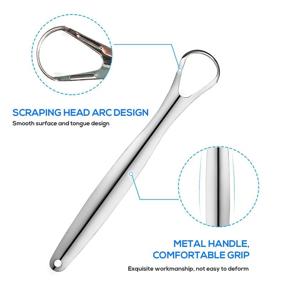 img 1 attached to 3-Piece Premium Metal Tongue Scraper Cleaner for Adults & Kids, Portable Stainless Steel Tongue Scrapers Brushes for Bad Breath & Coating Removal, Tounge Oral Teeth Care Cleaning Tools, Hygiene Remover