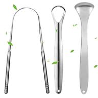 3-piece premium metal tongue scraper cleaner for adults & kids, portable stainless steel tongue scrapers brushes for bad breath & coating removal, tounge oral teeth care cleaning tools, hygiene remover logo