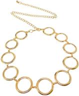 💃 honbay adjustable gold metal circle chain belt for women - total length: 115cm/1.26yard logo