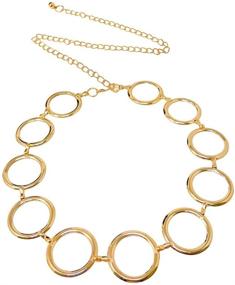 img 4 attached to 💃 Honbay Adjustable Gold Metal Circle Chain Belt for Women - Total Length: 115cm/1.26yard