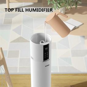 img 1 attached to 🌬️ Large Room Bedroom Humidifier 8L Cool Mist Ultrasonic Top Fill with Essential Oil Tray | Quiet & Easy Clean Floor Air Humidifier for Baby, Kids, Nursery at Home - Auto Shut Off | White