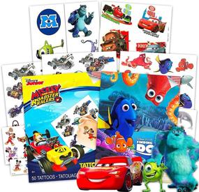 img 4 attached to 🎉 Disney Pixar Party Supplies: 100 Kid-Friendly Temporary Tattoos with Beloved Characters from Monsters Inc., Finding Dory, Cars, and Mickey Mouse!