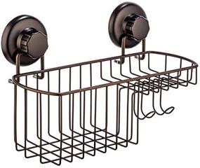 img 4 attached to 🚿 HASKO accessories - Heavy-Duty Shower Caddy Basket with Robust Vacuum Suction Cup - All-in-One Organizer Basket with Soap Holder and Hooks - Premium Stainless Steel Bathroom Storage Holder (Bronze)
