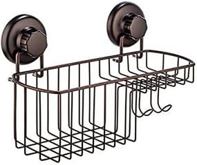 img 1 attached to 🚿 HASKO accessories - Heavy-Duty Shower Caddy Basket with Robust Vacuum Suction Cup - All-in-One Organizer Basket with Soap Holder and Hooks - Premium Stainless Steel Bathroom Storage Holder (Bronze)