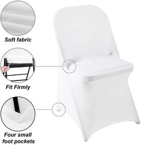 img 1 attached to 🎉 50-Pack Ascoza White Spandex Folding Chair Covers: Stretchable, Washable Fabric for Weddings, Parties, Holidays, & Special Events
