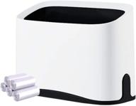 original mini trash can: stylish small waste garbage bin for desk, office, kitchen, and more – includes 100 plastic bags (white-black - great value) logo