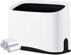 img 4 attached to Original Mini Trash Can: Stylish Small Waste Garbage Bin for Desk, Office, Kitchen, and More – Includes 100 Plastic Bags (White-Black - Great Value)