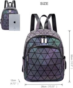 img 2 attached to Geometric Backpack Backpacks Holographic Reflective Women's Handbags & Wallets