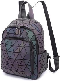 img 1 attached to Geometric Backpack Backpacks Holographic Reflective Women's Handbags & Wallets