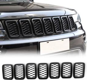 img 4 attached to 🚙 Enhance Your Jeep Grand Cherokee WK2 with JeCar Grille Inserts: ABS Mesh Honeycomb Grill Cover Trim Kit in Sleek Black (2017-2021)