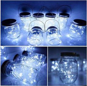 img 1 attached to 🌞 Solar Mason Jar Lid String Lights: 6-Pack 15 LED Fairy Star Firefly Lights - Perfect for Patio, Garden, Wedding Lanterns - Cool White