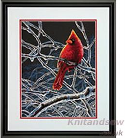 img 1 attached to 🧵 Winter Cardinal Counted Cross Stitch Kit, 14 Count Black Aida, 11'' x 14'': Create Stunning Dimensions Embroidery