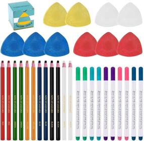 img 4 attached to 🧵 Complete Sewing Tools Kit: Swpeet 32Pcs with Professional Tailor's Chalk, Sewing Mark Pencil, and Erasable Ink Fabric Marker Pen