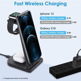 img 2 attached to 3-in-1 Qi-Certified Fast Wireless Charging Station for Apple Watch Series 6/5/4/3/2, Airpods Pro, and iPhone 12/12pro/11/11pro/X/XS/XR/XS Max/8/8 Plus (Includes 15W Adapter) - Black