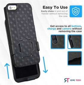 img 1 attached to 📱 Rome Tech Holster Case with Belt Clip - Slim Heavy Duty Shell Holster Combo for Apple iPhone SE 1/5/5s - Rugged & Stylish Phone Cover with Kickstand - Black