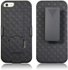 img 4 attached to 📱 Rome Tech Holster Case with Belt Clip - Slim Heavy Duty Shell Holster Combo for Apple iPhone SE 1/5/5s - Rugged & Stylish Phone Cover with Kickstand - Black