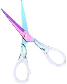 img 4 attached to 🌈 Clear Colorful MultiBey 6.5" Scissors - Gold Stainless Steel, Straight Acrylic, Multipurpose Craft Scissors