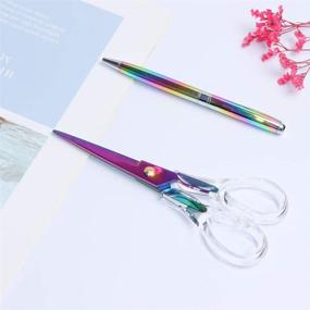 img 3 attached to 🌈 Clear Colorful MultiBey 6.5" Scissors - Gold Stainless Steel, Straight Acrylic, Multipurpose Craft Scissors