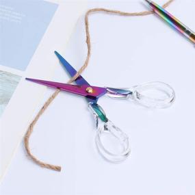 img 1 attached to 🌈 Clear Colorful MultiBey 6.5" Scissors - Gold Stainless Steel, Straight Acrylic, Multipurpose Craft Scissors