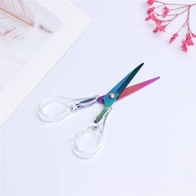 img 2 attached to 🌈 Clear Colorful MultiBey 6.5" Scissors - Gold Stainless Steel, Straight Acrylic, Multipurpose Craft Scissors