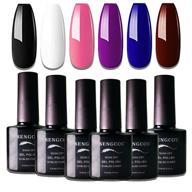 💅 gel nail polish set - uv led soak off kit, 6 colors - black, milky dark pink, white, purple, violet, royal blue, and burgundy logo