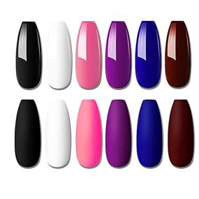 img 3 attached to 💅 Gel Nail Polish Set - UV LED Soak Off Kit, 6 Colors - Black, Milky Dark Pink, White, Purple, Violet, Royal Blue, and Burgundy