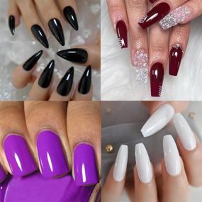 img 1 attached to 💅 Gel Nail Polish Set - UV LED Soak Off Kit, 6 Colors - Black, Milky Dark Pink, White, Purple, Violet, Royal Blue, and Burgundy