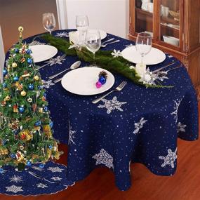 img 2 attached to 🎄 Simhomsen Festive Snowflakes Tablecloth for Christmas, Ideal for Food Service Equipment & Supplies