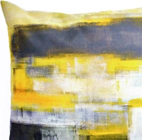 img 2 attached to 🛋️ Stylish Grey Yellow Abstract Pillowcases, Set of 3 – Modern Linen Square Decorative Cushion Covers for Sofa, Couch, Bedroom – Home Decor 18x18 inch