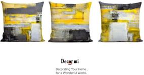 img 3 attached to 🛋️ Stylish Grey Yellow Abstract Pillowcases, Set of 3 – Modern Linen Square Decorative Cushion Covers for Sofa, Couch, Bedroom – Home Decor 18x18 inch