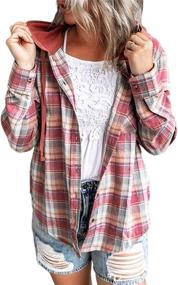 img 4 attached to SHEWIN Women's Flannel Hoodie Shacket: Lightweight & Stylish Coats, Jackets & Vests